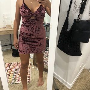Maroon/raspberry bodycon velvet free people dress